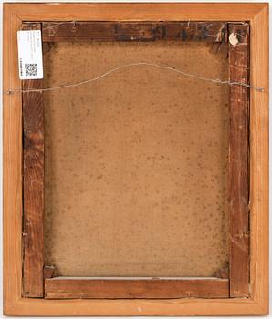 OKÄND KONSTNÄR, olja på duk, omkring år 1900. Otydligt signerad.