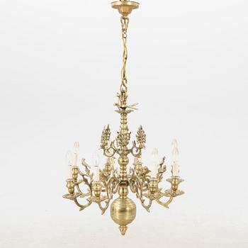 A Broque style brass chandelier 19th century.