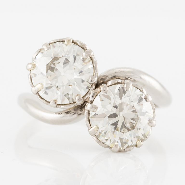 A W.A. Bolin ring in platinum set with two old-cut diamonds.