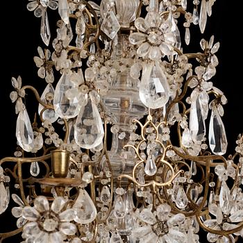 A presumably Italian Baroque and Baroque-style rock crystal and cut-glass six-branch chandelier, 18th century and later.