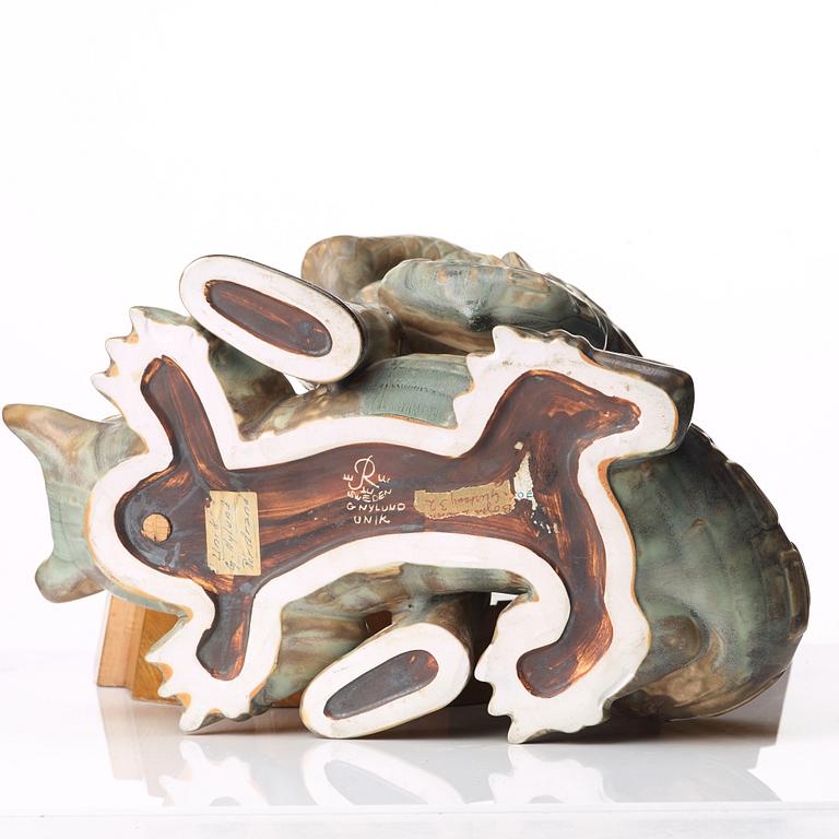Gunnar Nylund, a unique stoneware sculpture, Rörstrand, Sweden.