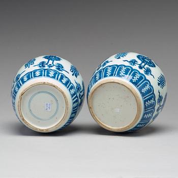 Two blue and white jars, Qing dynasty, Kangxi (1662-1722).