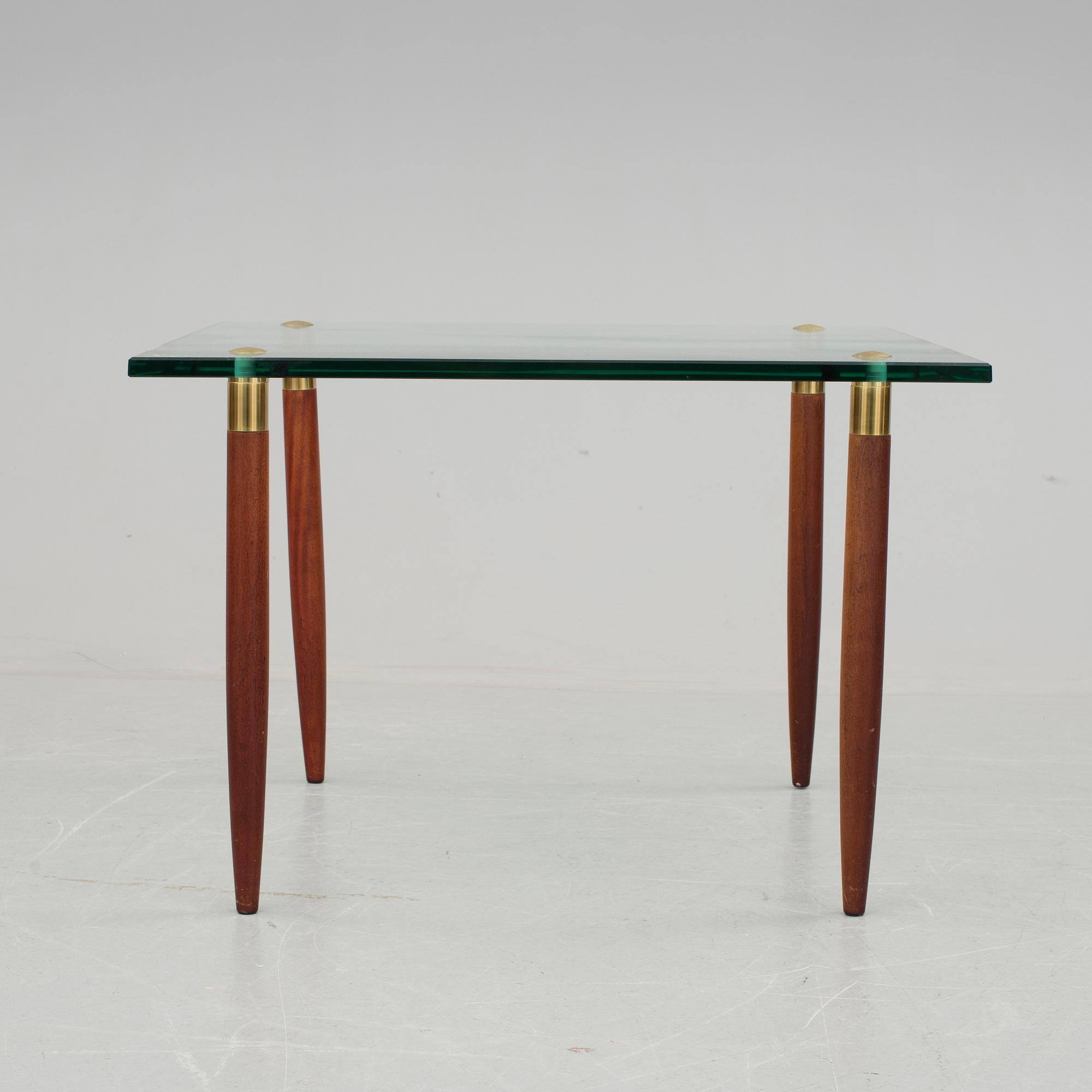 SOFFBORD, glas, trä, 1960-tal.