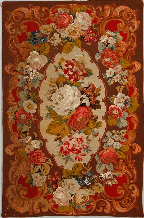 TEXTIL, korstygnsbroderi, 1900-talets första hälft, ca 165x100 cm.