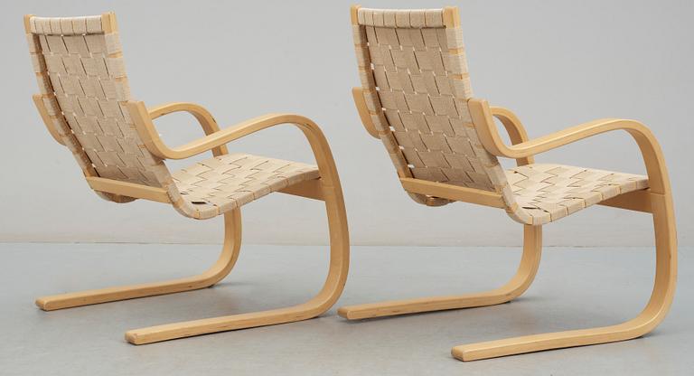 FÅTÖLJER, ett par, Modell 406, Alvar Aalto för Artek Finland.