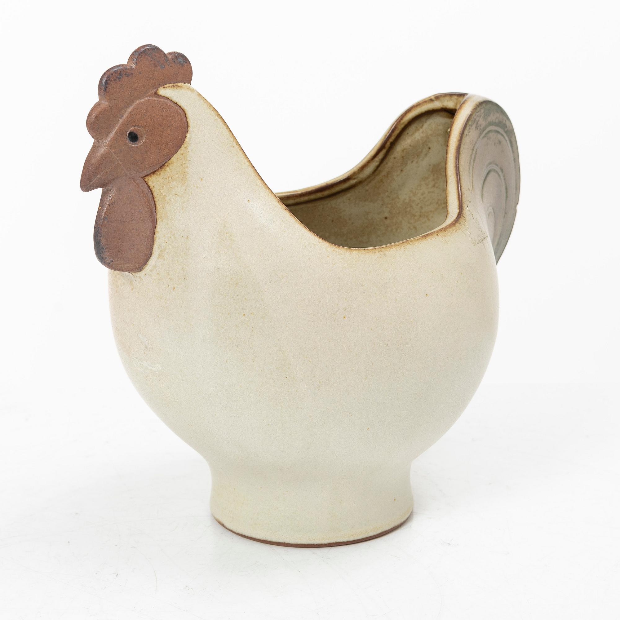 Lisa Larson, ägghöna samt äggkoppar, 6 st, stengods.