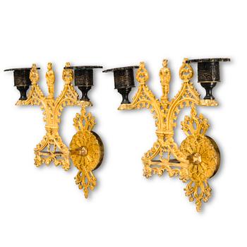 17. A PAIR OF WALL CANDLESTICKS.