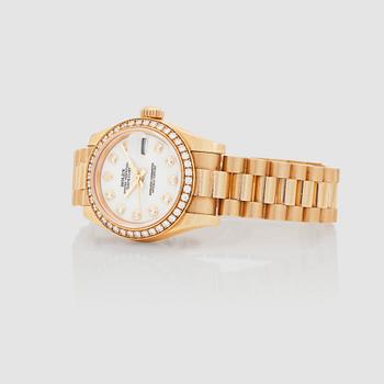 ARMBANDSUR, Rolex Datejust, 18K guld, automatisk. Total vikt inkl ur ca 107 g.