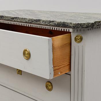 A gustavian style chest of drawers, late 19th Century.