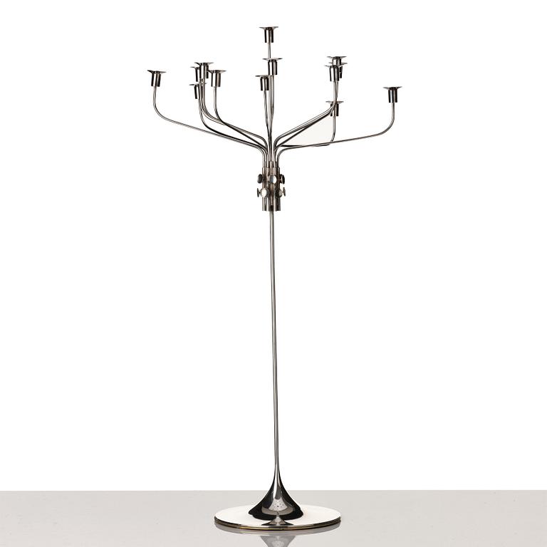 Tapio Wirkkala, a sterling silver thirteen candles candelabrum "TW412", Hopeakeskus OY, Finland 1972.