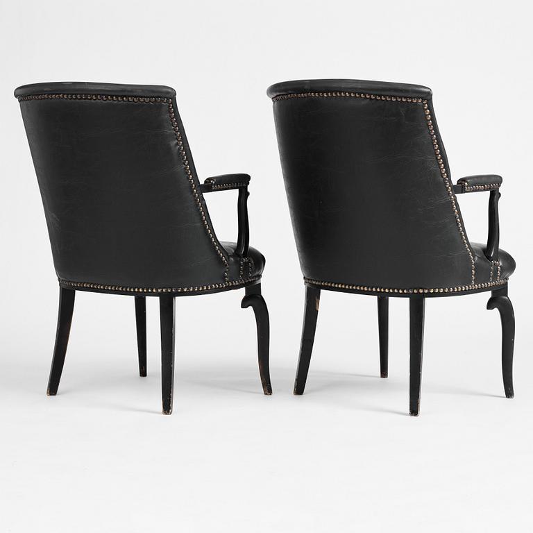 Gunnar Asplund, a pair of Swedish Grace chairs, Nordiska Kompaniet, Sweden ca 1924, from the cinema "Skandia-Teatern" Stockholm.