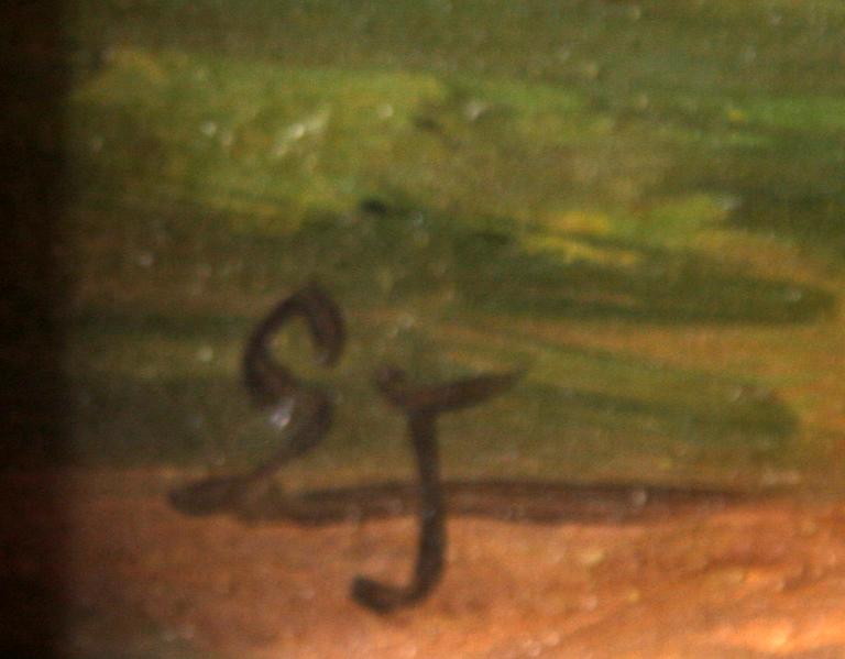 OKÄND KONSTNÄR, olja på pannå, 2 st, monogramsign, Danmark.