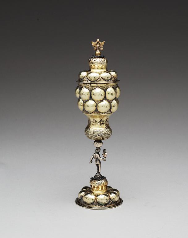 A Russan silver-gilt cup and cover, unidentified makers mark, Moscow 1745.