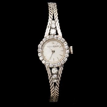 ARMBANDSUR, dam, Jaeger-LeCoultre, 18k vitguld med diamanter tot ca 0,95 ct. 1970-tal. Vikt ca 20 g.