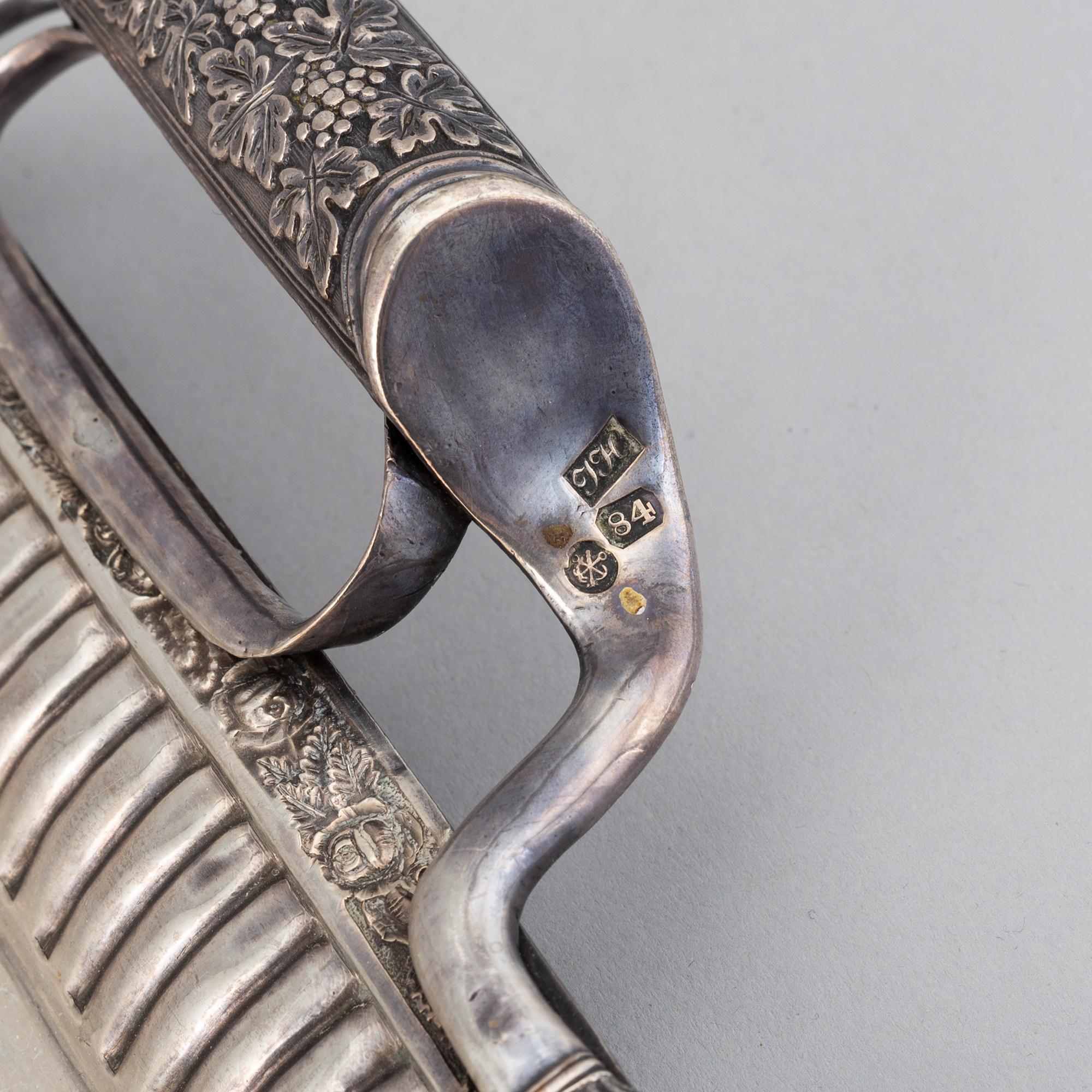 A russian silver tray, mark of Johan Henricson, St Petersburg 1835.