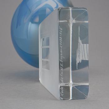 SKULPTUR, glas. Kjell Engman, Kosta Boda 1988, unik.