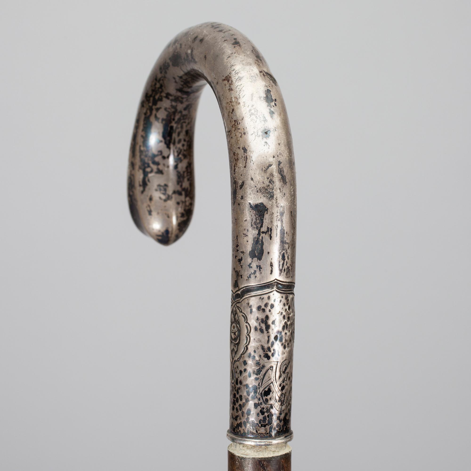 PROMENADKÄPP, silverkrycka, Finska Guldsmeds ab, Helsingfors 1925.
