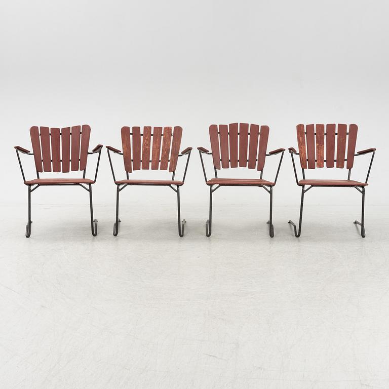 Four garden chairs, mid 20th century.