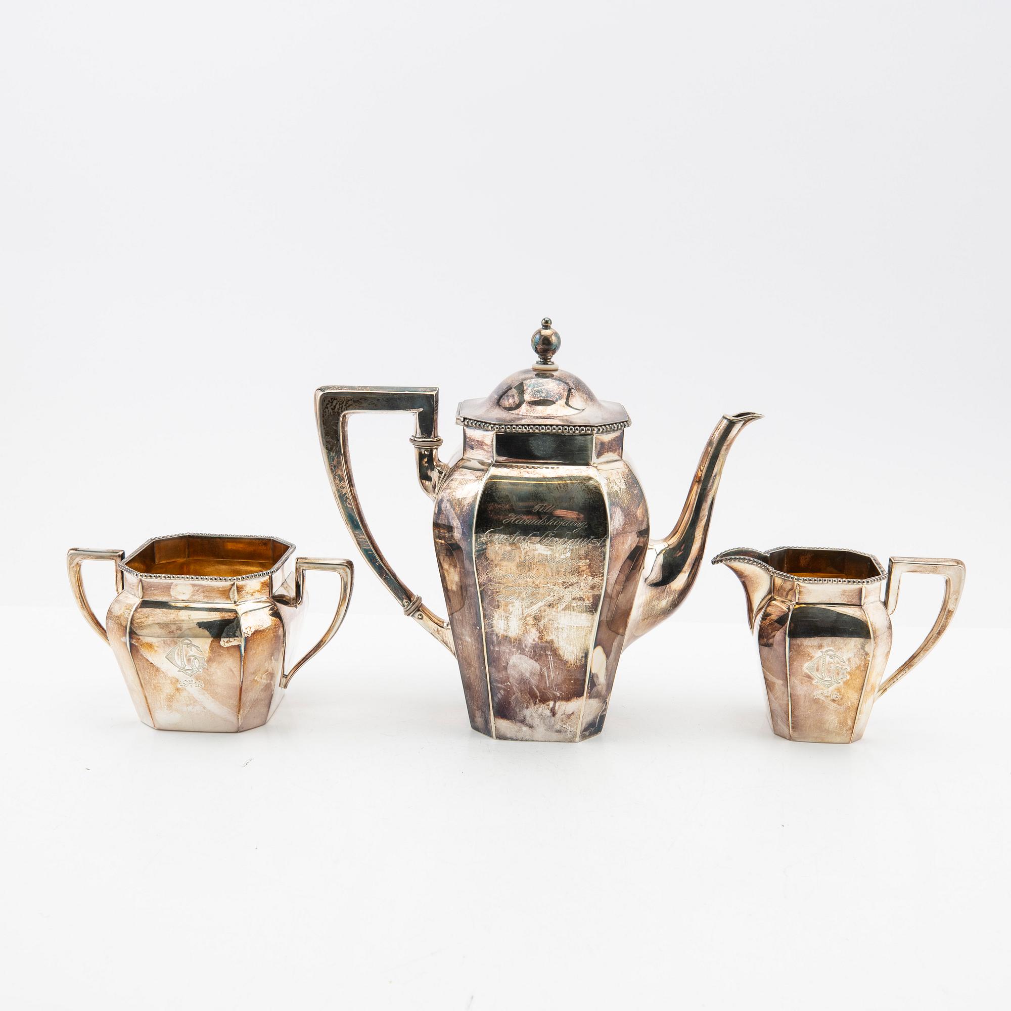 Coffee service, 3 pieces, silver, Dahlström & Co, Örebro, 1917.