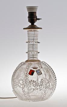 BORDSLAMPA, glas, 1800/1900-tal.