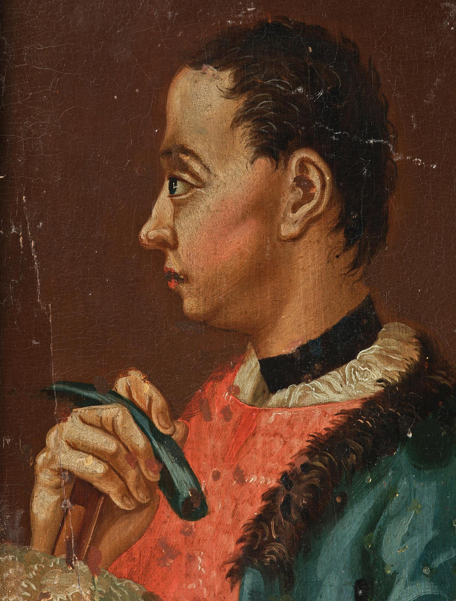 Lars Henning Boman, tillskrivna, Man med mineralhacka & Kvinna med kramsfåglar.