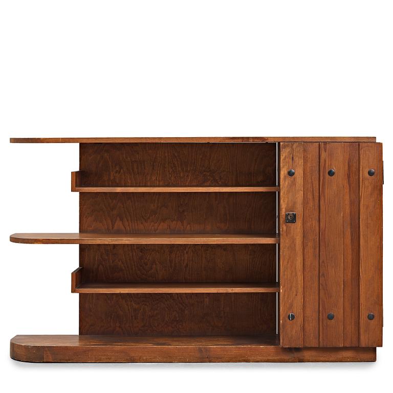 Axel Einar Hjorth, a "Lovö" stained pine bookshelf, Nordiska Kompaniet Sweden 1930's.