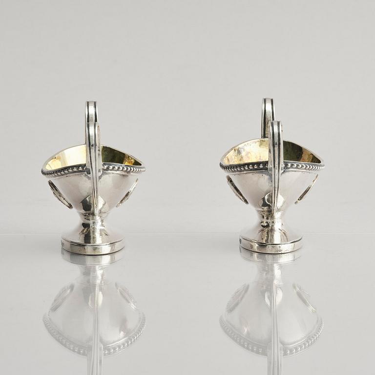 A Swedish pair of 18th century parcel-gilt silver salt-cellars, marks of Petter Eneroth, Stockholm 1785.