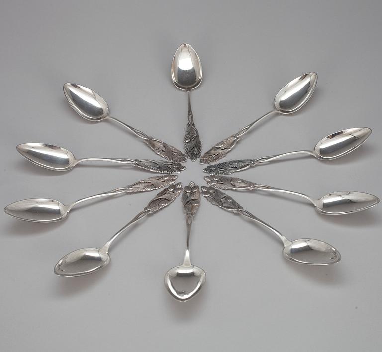 SKEDAR, 10 st, silver, Kultakeskus, Tavastehus 1930-tal. Vikt tot. 446 g.