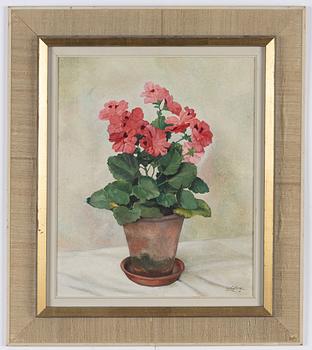 Owe Zerge, Stilleben med pelargon.