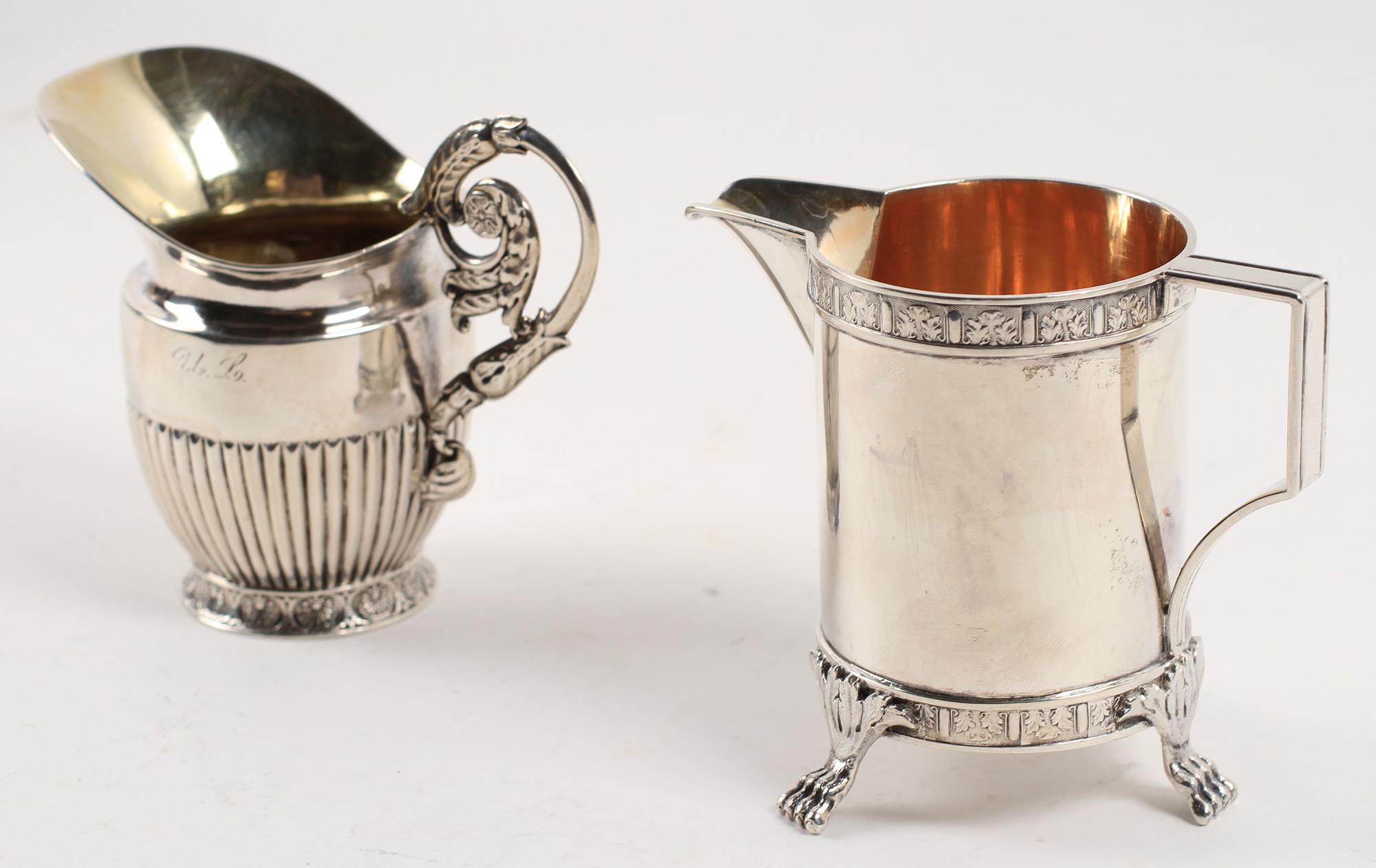 GRÄDDKANNOR, 2 st, silver, 1800-tal.