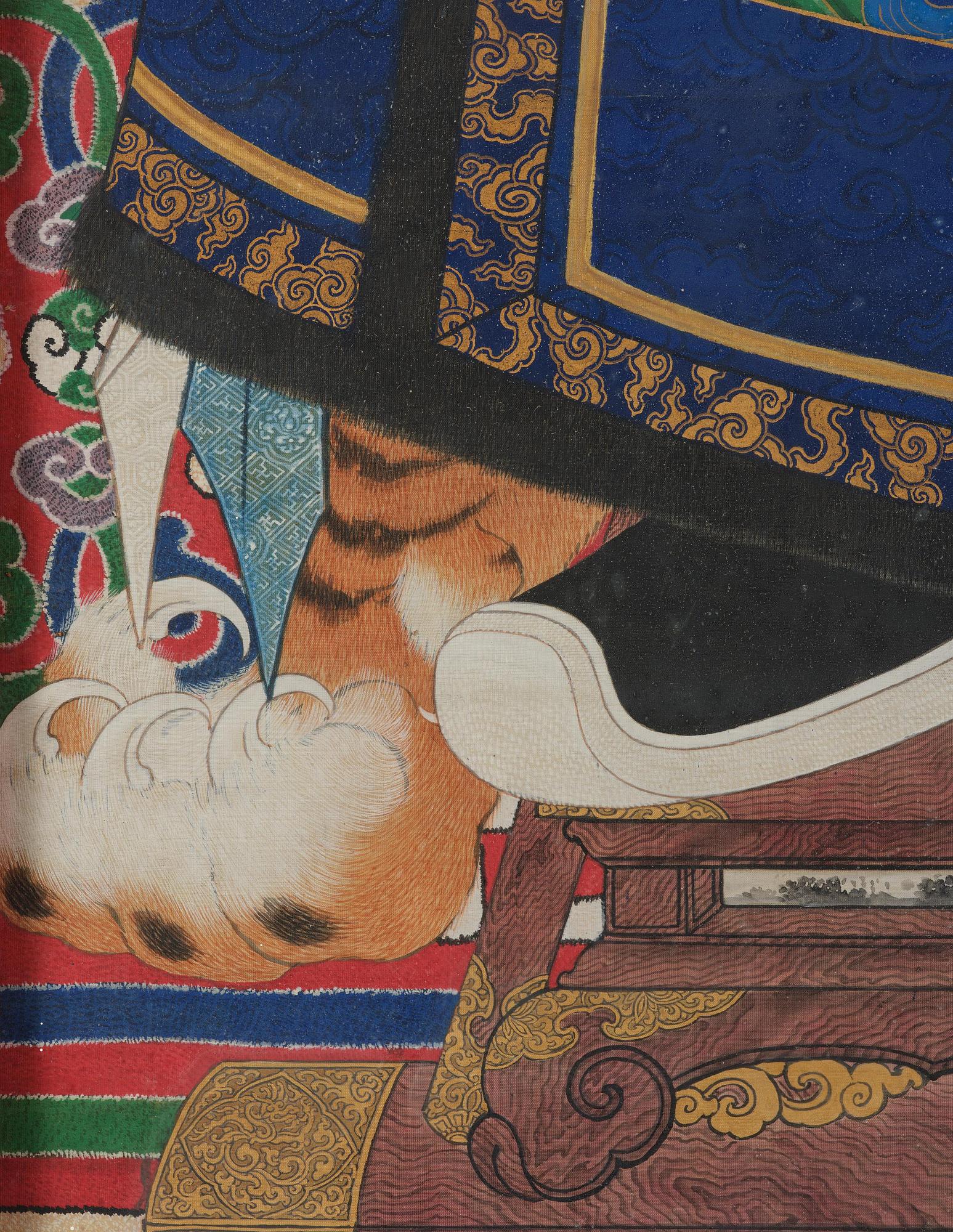 Förfadersporträtt, Qingdynastin, 1800-tal. Med signatur.