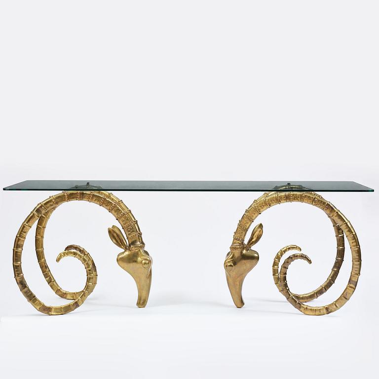 Alain Chervet, a brass and glass 'Ibex' dining table, France, 1970's.
