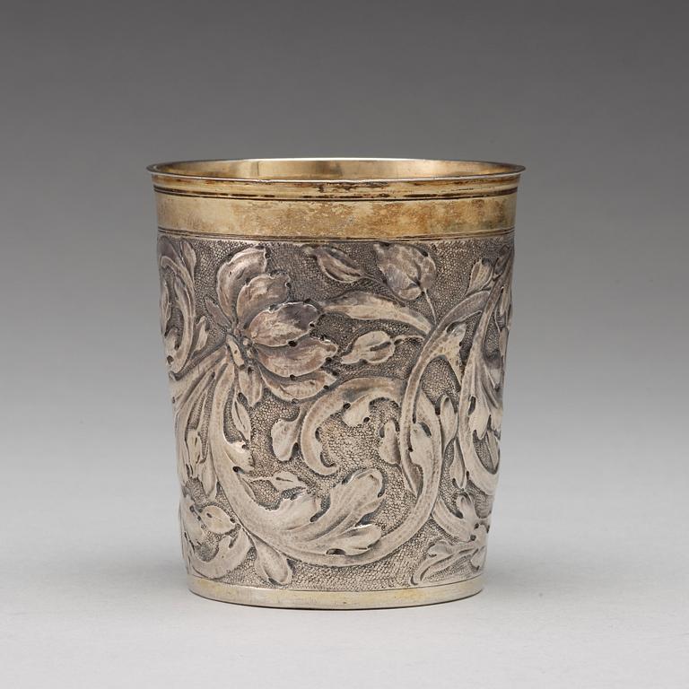 Cornelius Poppe, bägare, silver, Augsburg 1690. Barock.