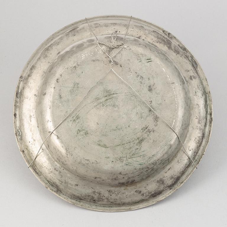 A group of six pewter dishes, different makers mark, most early 19th Century, Swedish/English.