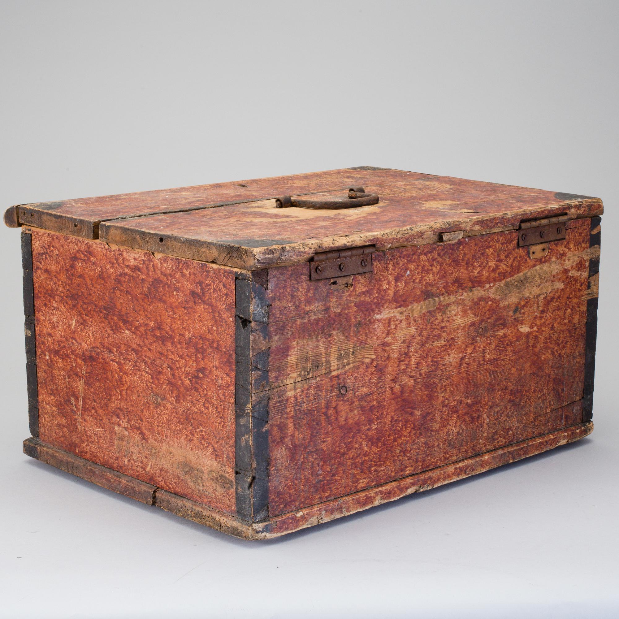 A folk wood box dated 1866.