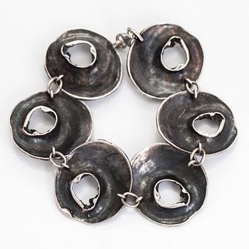 Helky Juvonen, armband och ring, silver, 1970-tal.