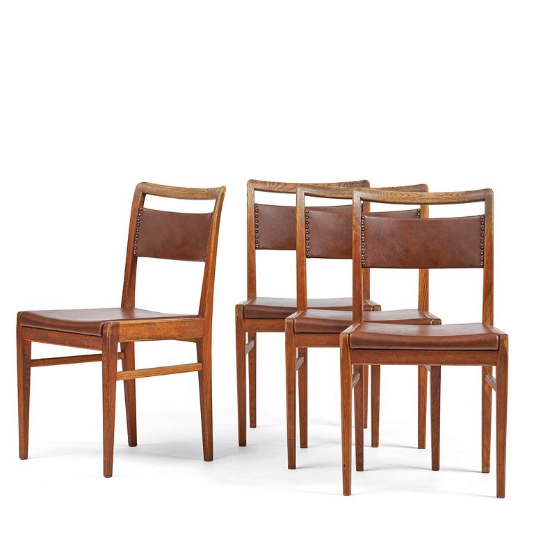 Axel Larsson, a rare set of four chairs, Svenska Möbelfabrikerna, Bodafors, 1940s-50s.