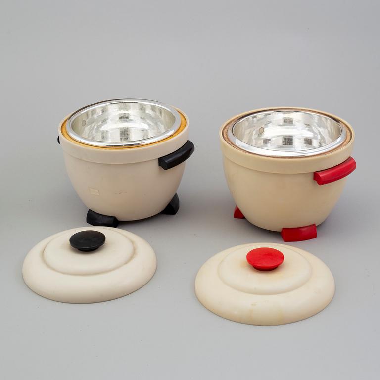 Three icebuckets, Thermos  Westbend, mid 20th century.