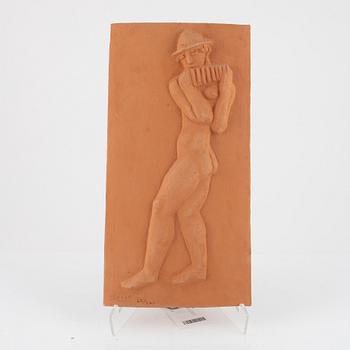 Carl Milles, efter, väggplakett, terracotta stämpelsignerad.