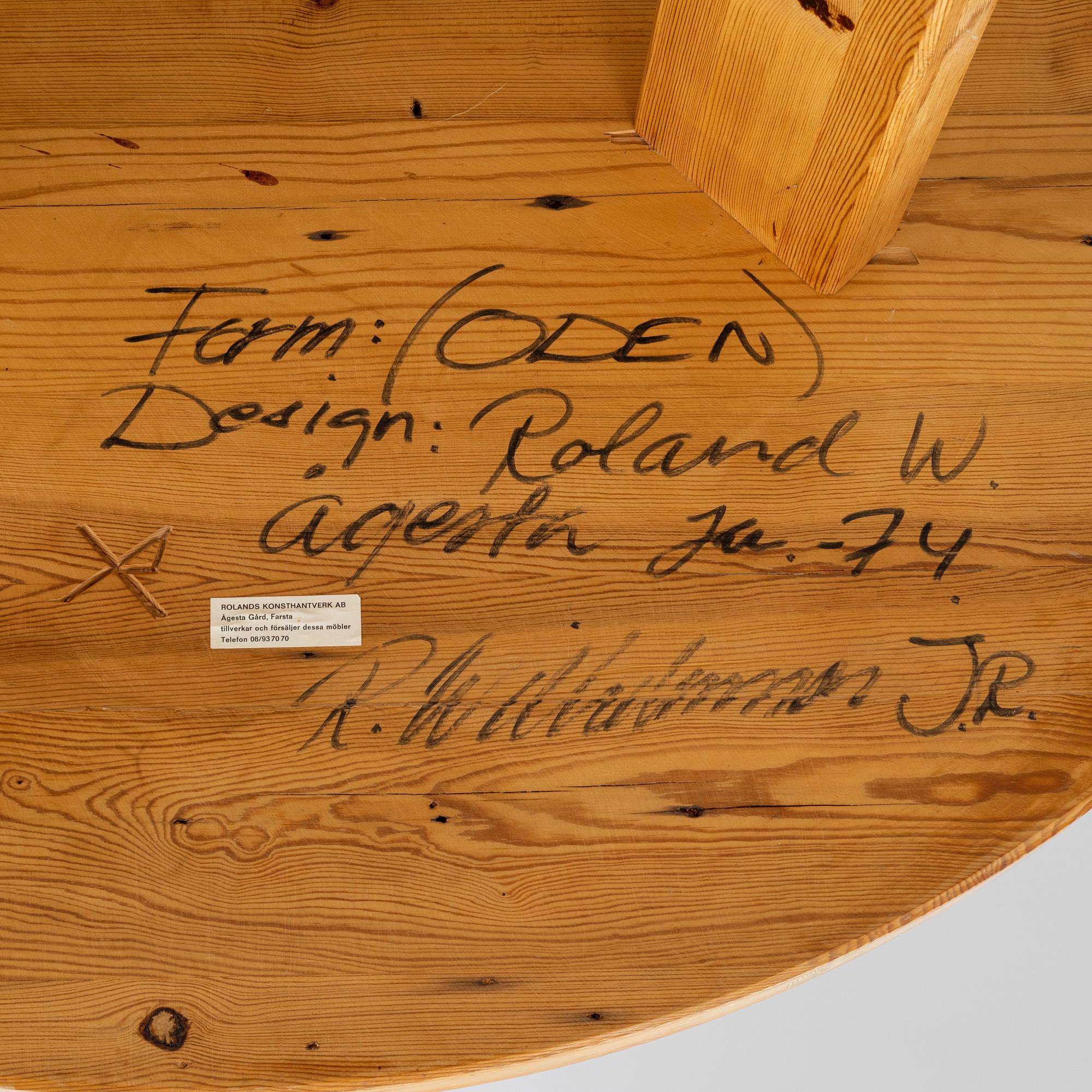 Roland Wilhelmsson, an 'Oden' dining table, Agesta, 1974.