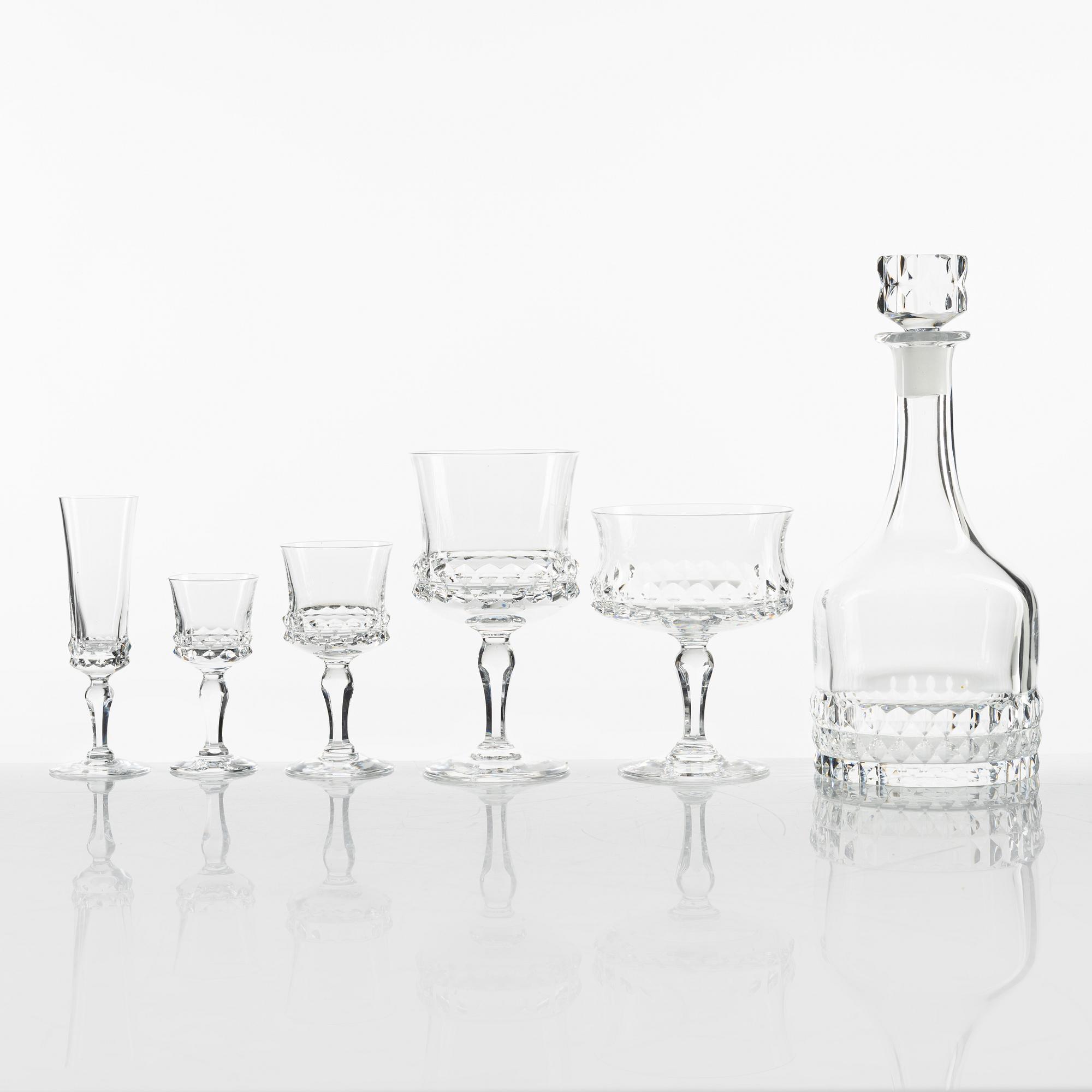 Ingeborg Lundin, glasservis, 60 delar, "Silvia", Orrefors.