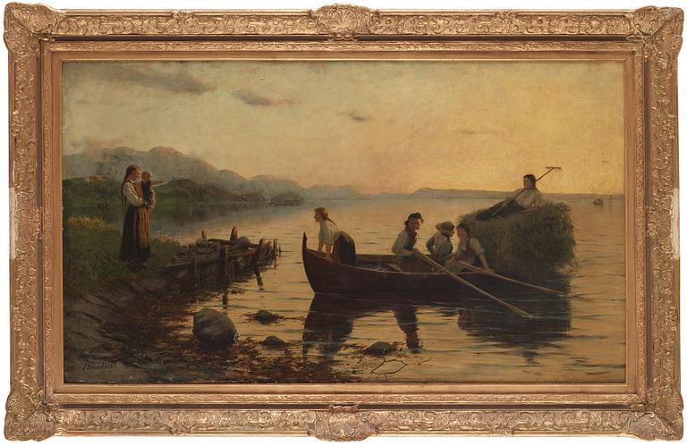 Hans Dahl, The hay boat is coming home.