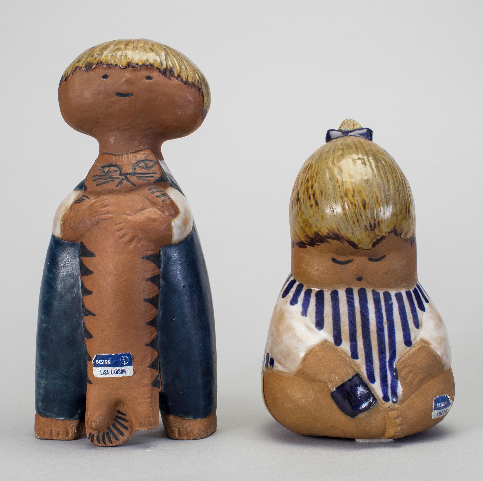 LISA LARSON, figuriner 2 st, stengods. 