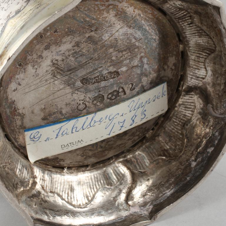 BÄGARE, silver, Carl Fahlberg, Uppsala, 1783, vikt 440 gram.