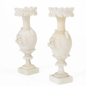 A pair of alabaster vases, Italy, circa 1900.