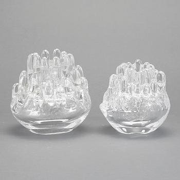 LJUSLYKTOR, 2 st, glas, Ann och Göran Wärff, Kosta, 1970-tal.