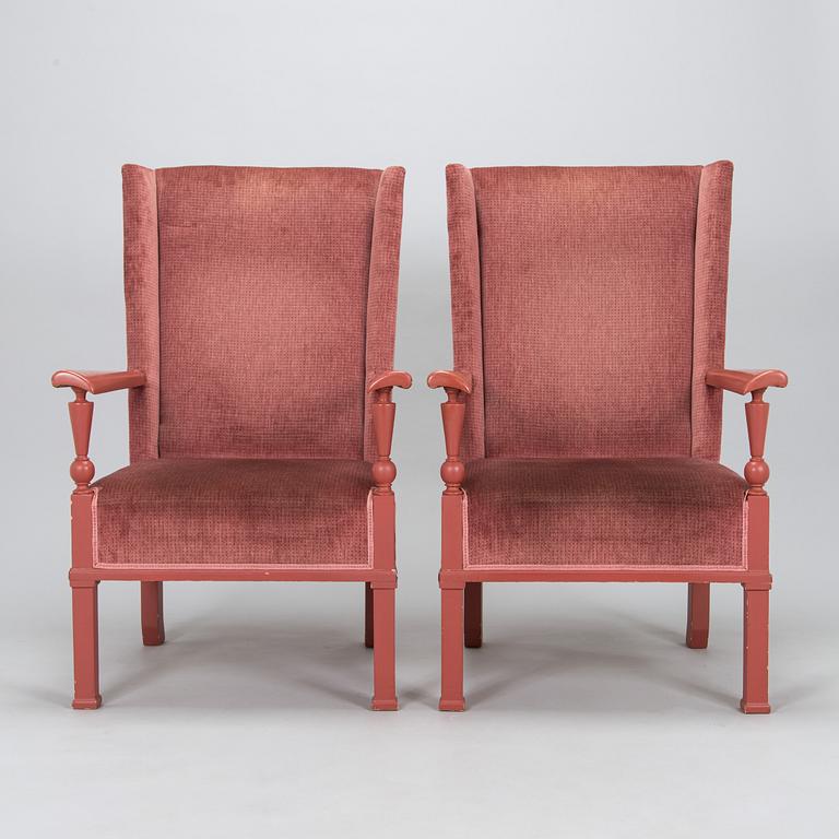 Evert Toivonen, fåtöljer, ett par, tillverkare Möbelfabrik T. Karvanen, Kuopio Finland 1930-tal.