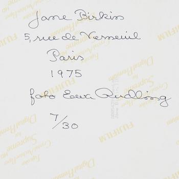 Ewa Rudling, photograph of Jane Birkin signed and dated 1975, numbered 7/30.