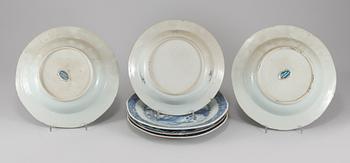 TALLRIKAR, 6 st, porslin, Kina, 1700-tal.