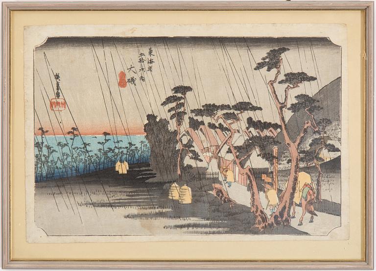 HIROSHIGE, 4 wood block prints, 19 th century.